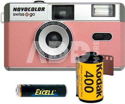 Novocolor Swiss+Go 35mm Analog Camera Pink (incl. Film, Case & Battery)