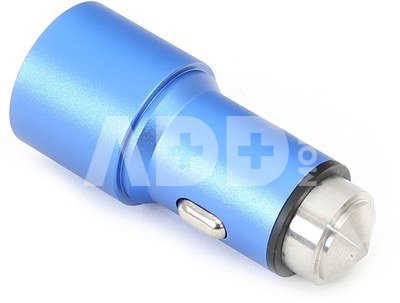 Omega car charger 2xUSB 2100mA Metal, blue (43343)
