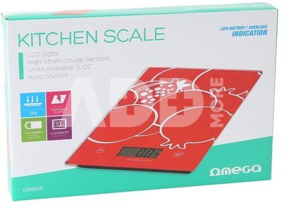 Omega kitchen scale OBSKR, red