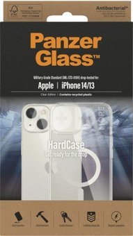 PanzerGlass HardCase MagSafe Compatible Back protection, Apple, iPhone 14/13, 100% Recycled Polyurethane (TPU), Clear