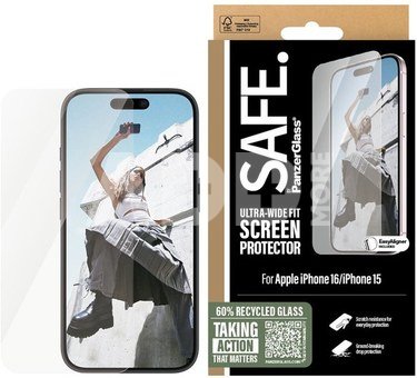 PanzerGlass Screen protector | Apple | iPhone 16 | Glass | Transparent | Ultra-Wide Fit