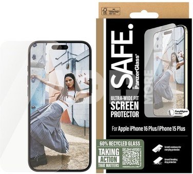 PanzerGlass Screen protector | Apple | iPhone 16 Plus | Glass | Transparent | Ultra-Wide Fit
