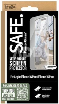PanzerGlass Screen protector | Apple | iPhone 16 Plus | Glass | Transparent | Ultra-Wide Fit