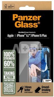PanzerGlass Screen protector | Apple | iPhone 16 Plus/iPhone 15 Plus | Glass | Transparent | Ultra-Wide Fit
