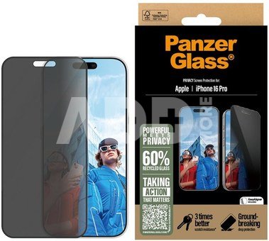 PanzerGlass Screen protector | Apple | iPhone 16 Pro | Glass | Black | Ultra-Wide Fit