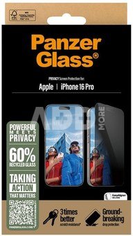 PanzerGlass Screen protector | Apple | iPhone 16 Pro | Glass | Black | Ultra-Wide Fit