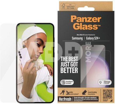 PanzerGlass | Screen Protector | Samsung | Galaxy S24 Plus | Polyethylene terephthalate (PET) | Transparent | Ultra-Wide FitwA
