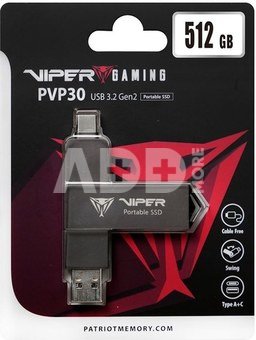 Patriot External SSD 512GB PVP30 Duo Compact 1000/1000 MB/s USB 3.2 USB-C