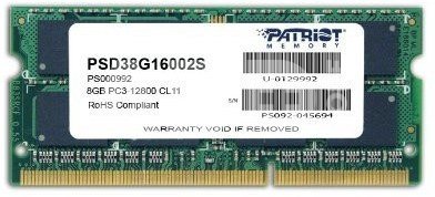 PATRIOT SIGNATURE DDR3 8GB CL11 PC3-12800 (1600MHZ) SODIMM