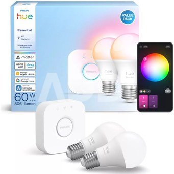 Philips Hue E WCA 806 A60 E27 2kit EU | E27 | 8 W | 16 million colours, White and colour light
