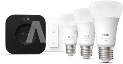 Philips Hue Starter set: 3 smart E27 bulbs, dimmer switch, Hue Bridge Pro | E27 | White and colored light