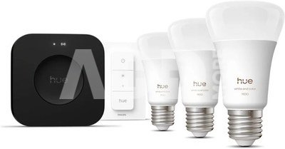 Philips Hue Starter set: 3 smart E27 bulbs, dimmer switch, Hue Bridge Pro | E27 | White and colored light