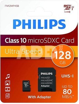 Philips MicroSDXC Card 128GB Class 10 UHS-I U1 incl. Adapter