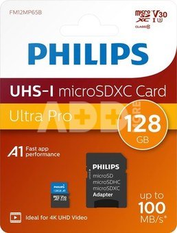 Philips MicroSDXC Card 128GB Class 10 UHS-I U3 incl. Adapter