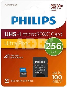 Philips MicroSDXC Card 256GB Class 10 UHS-I U3 incl. Adapter