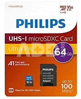 Philips MicroSDXC Card 64GB Class 10 UHS-I U3 incl. Adapter