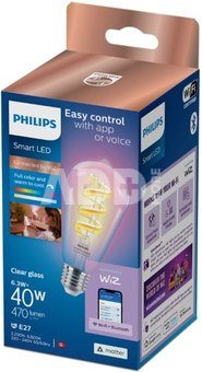 Philips Smart WiFi Filament Clear ST64 RGB | E27 | 6.3 W | Full colour
