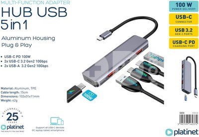 Platinet adapter Multimedia 5in1 (46237)