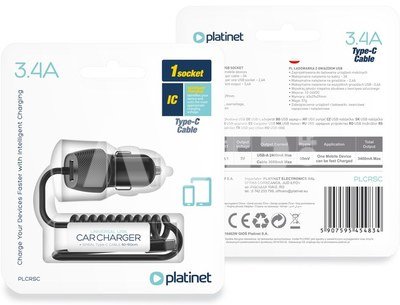 Platinet car power adapter 3.4A USB-A + USB-C (45483)