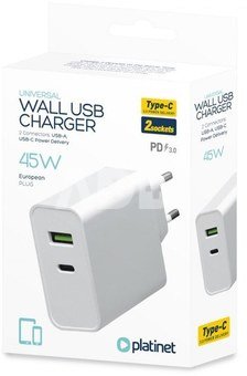 Platinet charger USB/USB-C 45W (PLCUPD45W)