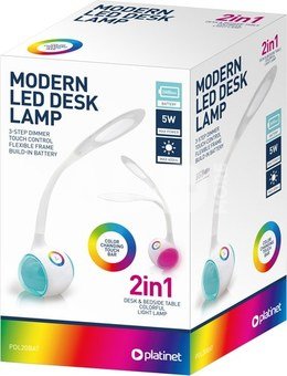 Platinet desk lamp PDL20 5W 2in1, white (44894)