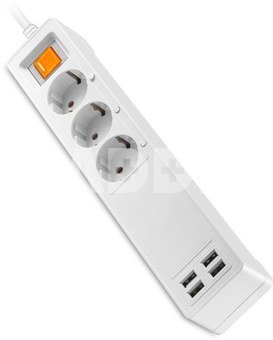 Platinet extension cord 3 sockets USB WiFi Tuya 1.8m, white (45507)