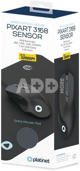 Platinet mouse PMOM010 + mousepad, black (45571)