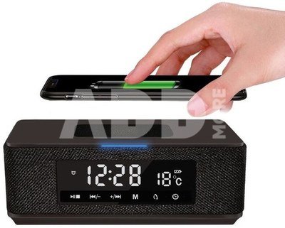 Platinet wireless speaker + clock radio + Qi charger Daily PMGQ15B, black