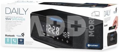 Platinet wireless speaker + clock radio + Qi charger Daily PMGQ15B, black