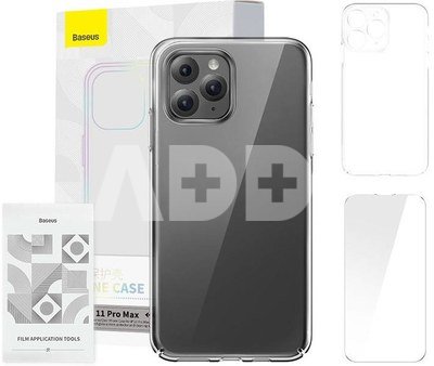 Pouzdro Baseus Crystal Series pro iPhone 11 pro max (čir&eacute;) + tvrzen&eacute; sklo + čistic&iacute; sada