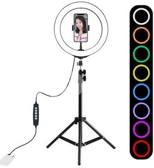Puluz 1,1m Tripod Mount + 26cm RGBW LED Ring Vlogging PKT3044