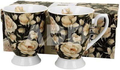 Puodeliai porcelianiniai 2 vnt. ENGLISH ROSES BLACK 300 ml 5902693934868