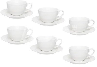 Puodeliai porcelianiniai 6 vnt komplektas LINEA baltas Ambition 69076