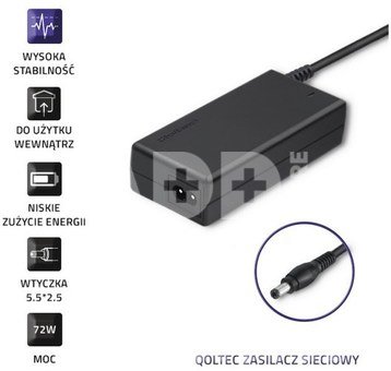 Qoltec AC Adapter 72W 12V 6A 5.5*2.5