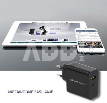 Qoltec Charger | 45W | 5-20V | 2.25-3A | USB typ C PD | USB | Black