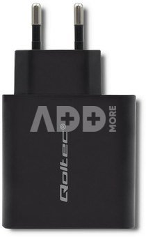 Qoltec Charger | 45W | 5-20V | 2.25-3A | USB typ C PD | USB | Black