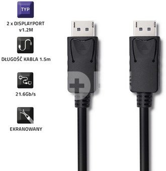 Qoltec DisplayPort v1.2 male, 4K, 1.5m