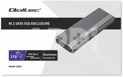 Qoltec Enclosure for SSD M.2 drive,SATA,NGFF,USB C