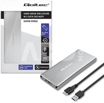 Qoltec Enclosure M.2 SSD drive SATA,NGFF,USB 3.0,2TB
