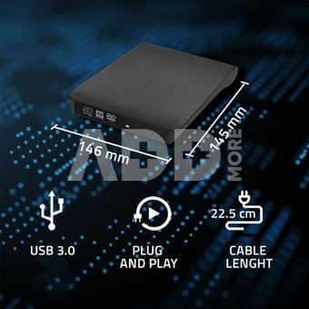 Qoltec external DVD/CD writer USB 3.0, black