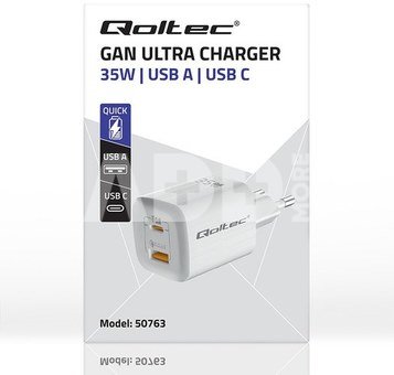Qoltec GaN ULTRA 35W charger 5V 20V, 2.25A 3A, USB C