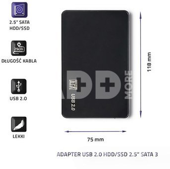 Qoltec Hard drive adapterUSB2.0 HDD/SSD 2.5" SATA3 blac