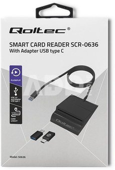 Qoltec Intelligenst smart ID card reader, USB type C