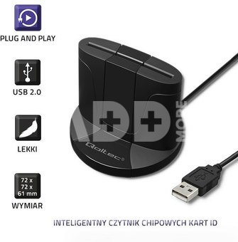 Qoltec Intelligent ID chip card reader SCR 0632, USB