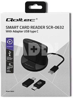 Qoltec Intelligent ID chip card reader SCR 0632, USB