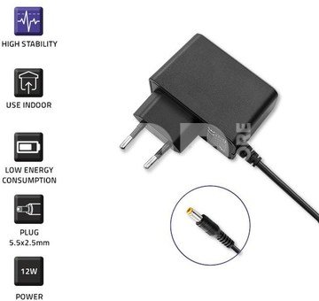 Qoltec Plug in power supply 12W 12V, 1A, 5.5x2.5