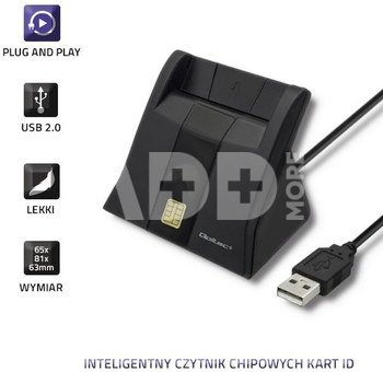 Qoltec Smart chip card scanner USB2.0 Plug&play