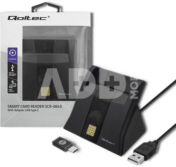 Qoltec Smart chip card scanner USB2.0 Plug&play