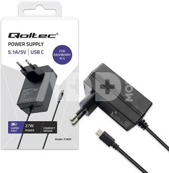 Qoltec Super FAST PD charger for Raspberry PI 5 USB