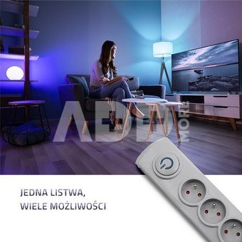 Qoltec Surge protector 5 sockets 3m gray